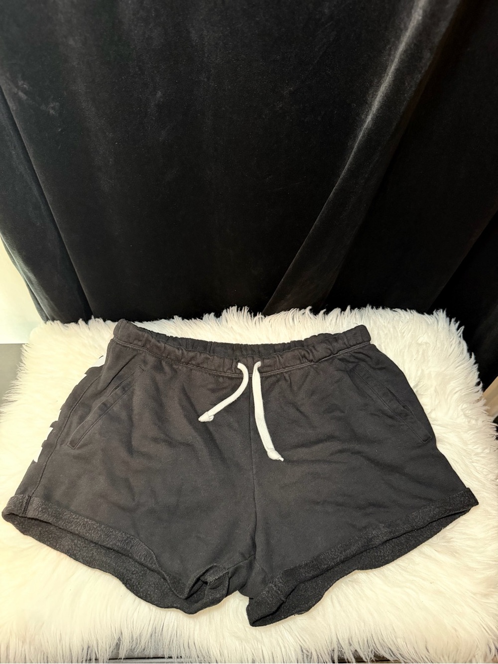 Victorias Secret Pink Women's Boyfriend Black Drawstring Shorts